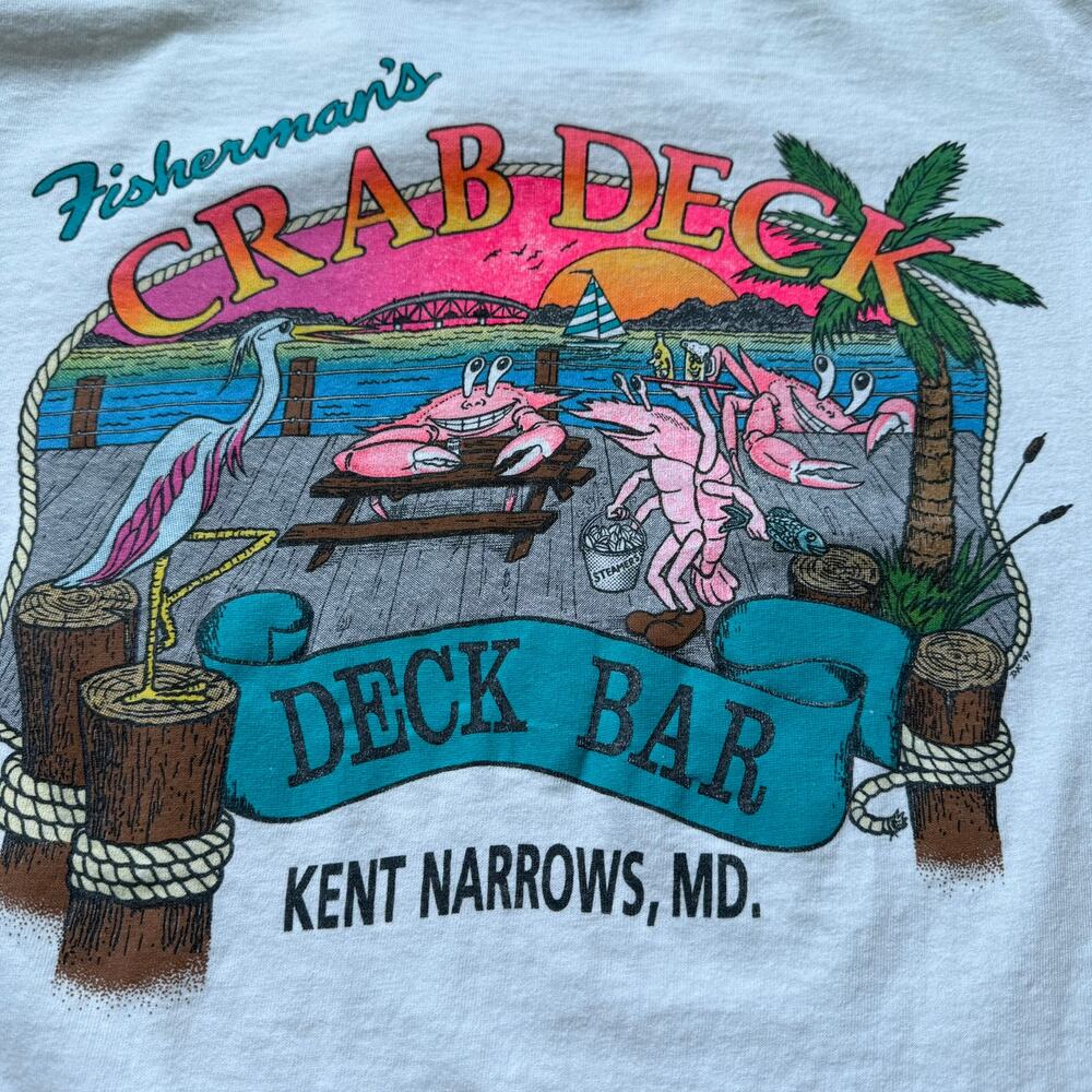 Vintage 90s Crab Deck Bar T-Shirt Fruit of the Loom Made in USA L